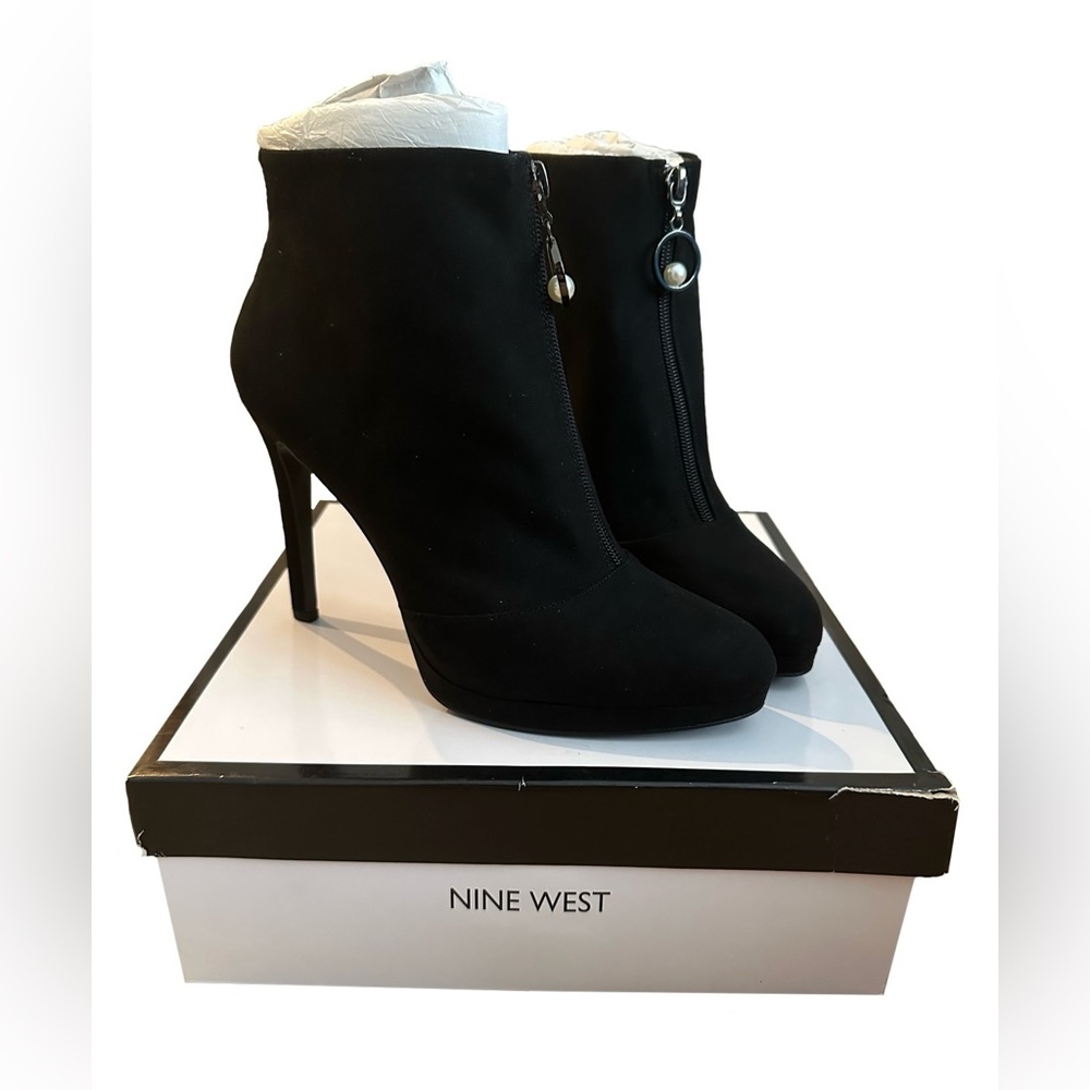 Nine West Booties, Black Platforms size 10 Brand new in box